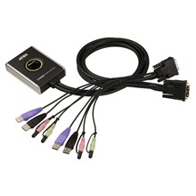 Aten-Cs682 2 Port Usb 2.0 Dvı Kvmp™(Keyboard/Video Monitor/Mouse) Periferi (Çevre Cihazlarla (Usb) Bağlantı Kurabilir) Switch, Hoparlör Ve Mikrofon Bağlantısı Mevcut, Masaüstü Tip, Kvm Bağlantı Kablosu Ürüne Gömülüdür, Remote Port Selector İle Birli - 1