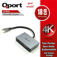 Qport Q-Thv2 Type-C To Hdmı/Vga Cevırıcı Adaptör