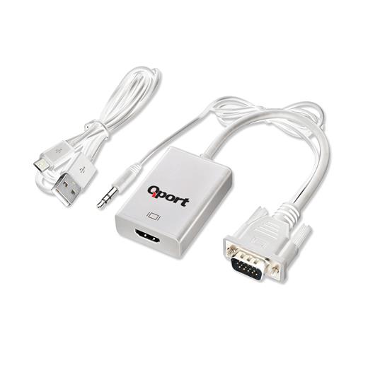 QPORT Q-VH VGA TO HDMI ÇEVİRİCİ + SES KABLOSU