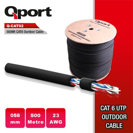 QPORT Q-CATO2 23AWG 500 METRE MAKARALI SİYAH KABLO