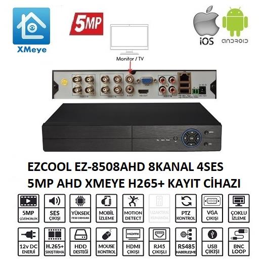 EZCOOL EZ-8508AHD 8KANAL 5MP 1HDD XMEYE KOAKSIYEL