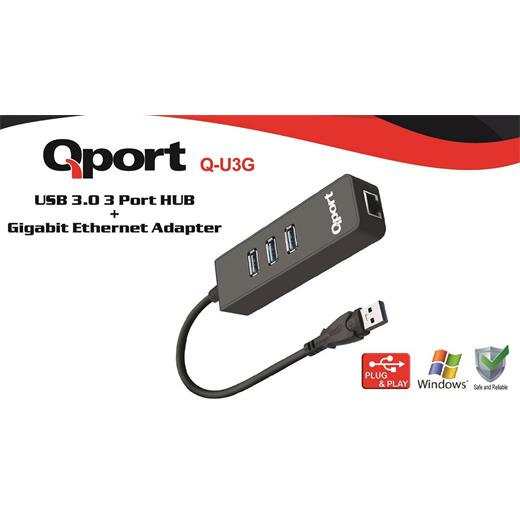 QPORT Q-U3G USB 3.0 ÇOKLAYICI/GIGABIT ADAPTÖR