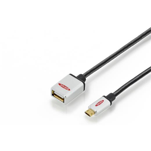 Ed-84150 Ednet Premium Micro Usb 2.0 Adaptör Kablosu, Usb A Dişi ≪-≫ Micro Usb B Erkek, On-The-Go (Otg), 180 Derece Ters Yüz Çevirerek Takılabilir, 0.30 Metre