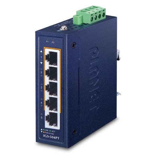 Pl-Igs-504Pt Kompakt Endüstriyel Ethernet Switch (Compact Industrial Ethernet Switch)≪Br≫
4-Port 10/100/1000T 802.3At Poe +≪Br≫
1-Port 10/100/1000T≪Br≫
-40~75 Derece C