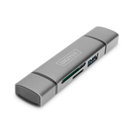 Da-70886 Dıgıtus Dual Card Reader Hub Usb-C™ / Usb 3.0, Otg ( Combo Card Reader Hub (Usb-C+Usb 3.0) 1X Sd, 1X Microsd, 1X Usb 3.0, Grey) (Simple Connectivity Of Memory Cards And Usb Sticks With Your Smartphone Or Tablet - Usb-C™ &Amp; Usb A)