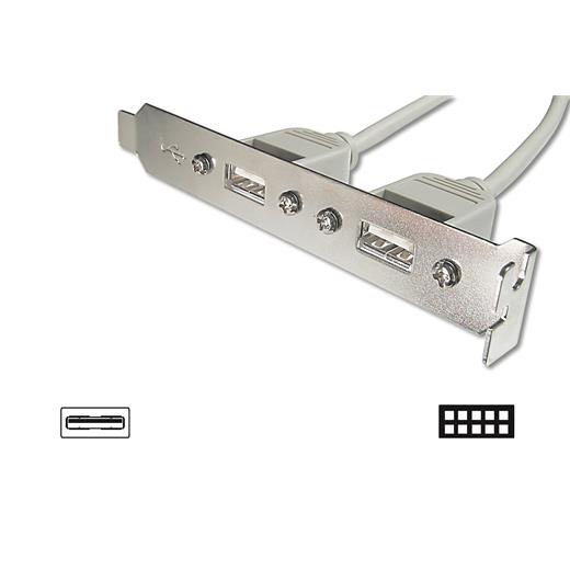 Ak-300301-002-E Anakarttaki Usb 2.0 Portları (Internal) Slot Bracket'E (External) Taşıyan Kablo, 
2 X Usb A Dişi ≪-≫ 2 X 5 Pin Idc Dişi, 0.25 Metre, Awg 28