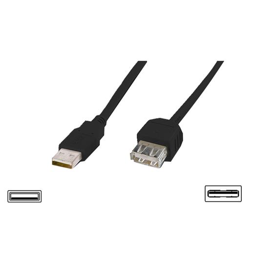 Ak-300202-018-S Usb 2.0 Uzatma Kablosu, Usb A Erkek - Usb A Dişi, 1.80 Metre, Awg 28, Usb 2.0 Uyumlu, Ul, Siyah Renk