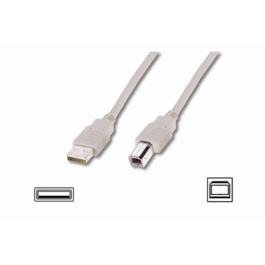 Ak-300102-018-E Usb 2.0 Bağlantı Kablosu, Usb A Erkek - Usb B Erkek, 1.80 Metre, Awg 28, Ul, Bej Renk 