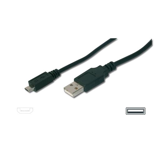 Ak-300110-018-S Usb 2.0 Uyumlu Kablo, Usb A Erkek ≪≫ Mikro Usb B Erkek, 1.80 Metre, Awg 28, Ul, Siyah Renk