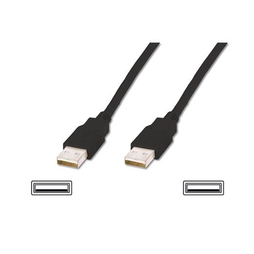 Ak-300100-018-S Usb 2.0 Bağlantı Kablosu, Usb A Erkek - Usb A Erkek, 1.8 Metre, Awg 30, Usb 2.0 Uyumlu, Ul, Siyah Renk