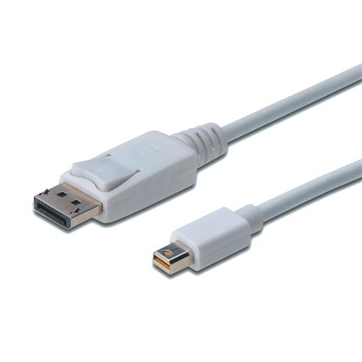 Ak-340102-010-W Displayport (Dp) ≪-≫ Mini Displayport (Mini Dp) Bağlantı Kablosu, Dp Erkek - Mini Dp Erkek, 1 Metre, Kilit Mekanizmalı, Dp 1.1A Uyumlu, Ul, Beyaz Renk