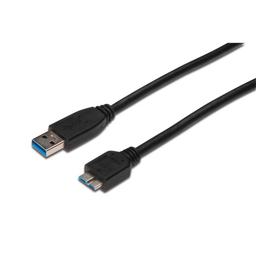 Ak-300116-010-S Usb 3.0 Bağlantı Kablosu, Usb A Erkek - Usb Micro B Erkek, 1 Metre, Awg 28, Usb 3.0 Uyumlu, Ul, Siyah Renk