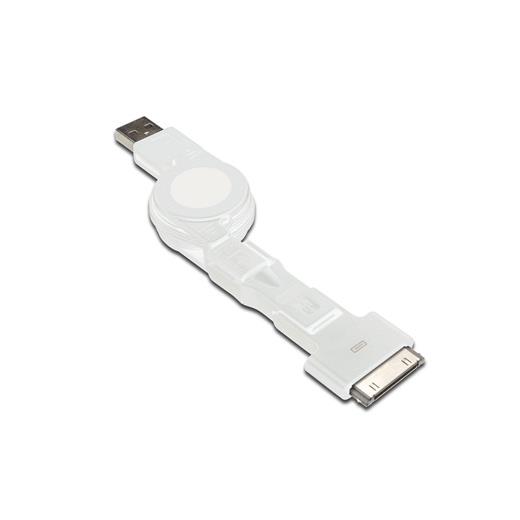 Ak-600300-075-W 3 İn 1 Makaralı Kablo, Apple 30 Pin Erkek + Micro Usb B Erkek + Mini Usb B Erkek ≪-≫ Usb A Erkek, 0.75 Metre, Awg 30, Usb 2.0, Ul, Beyaz Renk