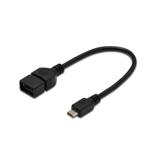 Ak-300309-002-S Usb On-The-Go (Otg) Kablosu, 0,20 Metre, Awg 28, Usb A, Dişi - Micro Usb B, Erkek