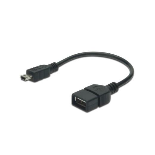 Ak-300310-002-S Usb On-The-Go (Otg) Kablosu, 0,20 Metre, Awg 28, Usb A, Dişi - Mini Usb B, 5-Pin, Erkek