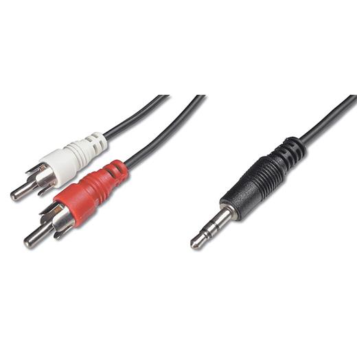 Ak-510300-025-S Audio Kablosu, 1 X Stereo 3,5 Mm Erkek ≪≫ 2 X Rca Erkek, 2.50 Metre, Ccs, 2X0.10/10, Zırhlı, Siyah Renk