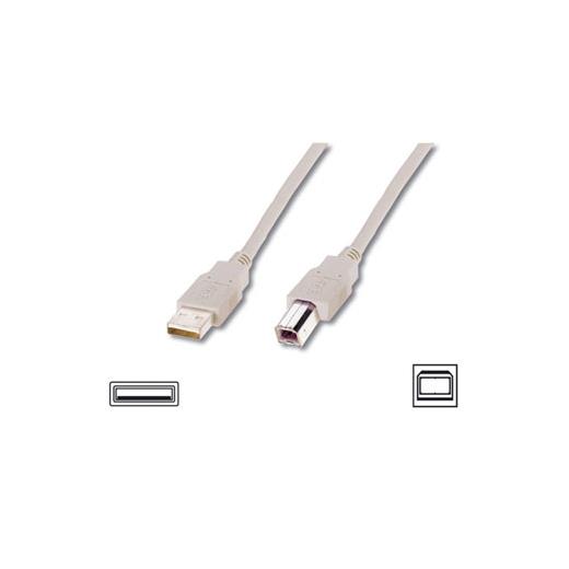 Ak-300105-050-E Usb 2.0 Bağlantı Kablosu, Usb A Erkek - Usb B Erkek, 5 Metre, Awg 28, Usb 2.0 Uyumlu, Ul, Bej Renk 