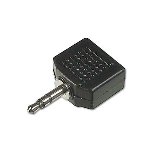 Ak-510500-000-S Stereo Ses Adaptörü, 1 X 3.5Mm Erkek Yuva - 2 X 3.5Mm Dişi Yuva, Plastik, Siyah Renk



