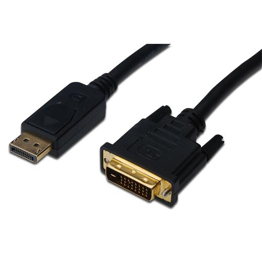 Ak-340306-020-S Displayport (Dp) ≪-≫ Dvı Kablosu, Dp Erkek - Dvı (24+1) Erkek, 2 Metre, Dp 1.1 Uyumlu, Awg28, 2X Zırhlı, Ul, Siyah Renk