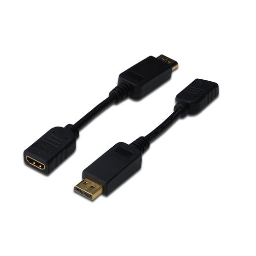 Ak-340408-001-S Displayport (Dp) ≪-≫ Hdmı Adaptörü, Kablolu, Dp Erkek - Hdmı Tip A Dişi, 0.15 Metre, Kilit Mekanizmalı, Dp 1.1A Uyumlu, Ul, Siyah Renk 