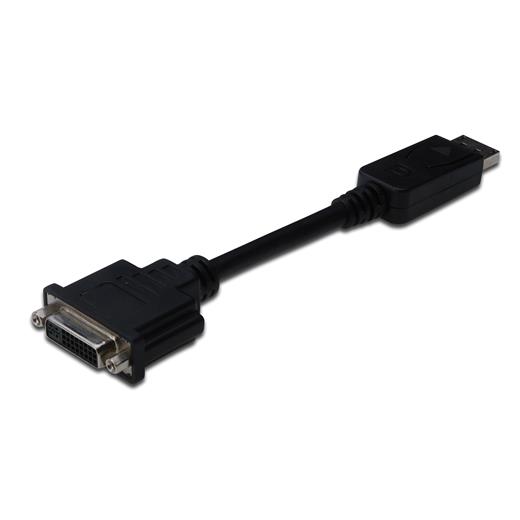 Ak-340409-001-S Displayport (Dp) ≪-≫ Dvı-I Adaptörü, Kablolu,  Dp Erkek - Dvı-I (24+5) Dişi, 0.15 Metre, Kilit Mekanizmalı, Dp 1.2 Uyumlu Ul,  Siyah Renk