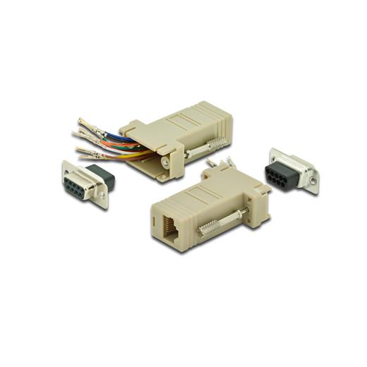 Ak-610516-000-I Modüler Adaptör (Coupler), Db9 Dişi ≪-≫ Rj45 Dişi, Vidalı, Pvc, Bej Renk

