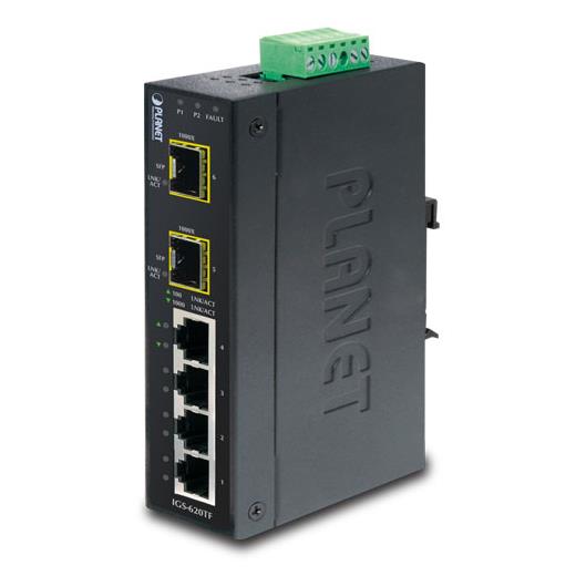 Pl-Igs-620Tf Endüstriyel Tip Yönetilemeyen Ethernet Switch (Industrial Unmanaged Ethernet Switch)≪Br≫
4 X 10/100/1000Base-T≪Br≫
2 X 1000Base-Sx/Lx/Bx Sfp/Mini-Gbıc Yuva (Port-5 Ve Port-6), 100Base-Fx Sfp Uyumlu≪Br≫
Ip30, -40~75 