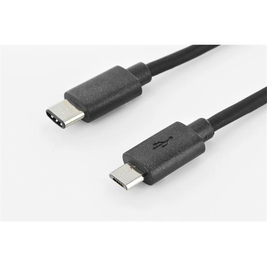 Ak-300137-018-S Usb Tip C Bağlantı Kablosu, Usb Tip C Erkek (Usb 3.1)  - Usb Micro B Erkek (Usb 2.0), 1.80 Metre, Awg 24/28, 2X Zırhlı, Ul, Nikel Kaplama, Siyah Renk