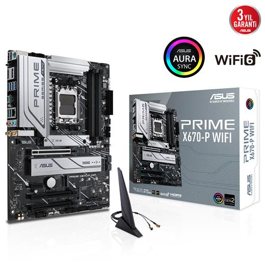 Asus Prıme X670-P Wifi Ddr5 6400Mhz+(Oc) Rgb M.2 Atx Am5