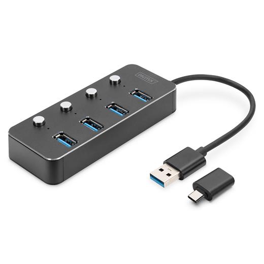 Da-70247 Dıgıtus Usb 3.0 Hub, 4-Port, Switch Aluminium Housing 