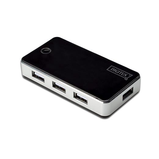 Da-70222 Digitus 7 Port Usb Hub, Usb 2.0, Siyah/Gümüş Renk, Güç Adaptörlü, Plastik