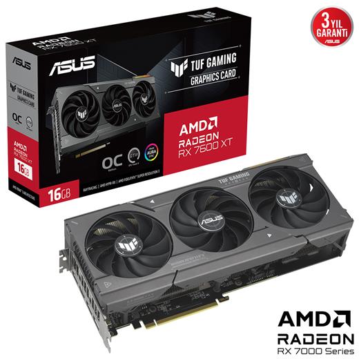 Asus Tuf-Rx7600Xt-O16G-Gamıng Rx 7600 Xt 16Gb Gddr6 Hdmı 3Xdp 128Bit