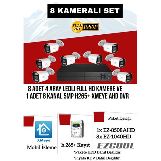 Ezcool Ez-8508Ax-Set 2Mp X 8 Kamera - 8 Kanal 5Mp Dvr